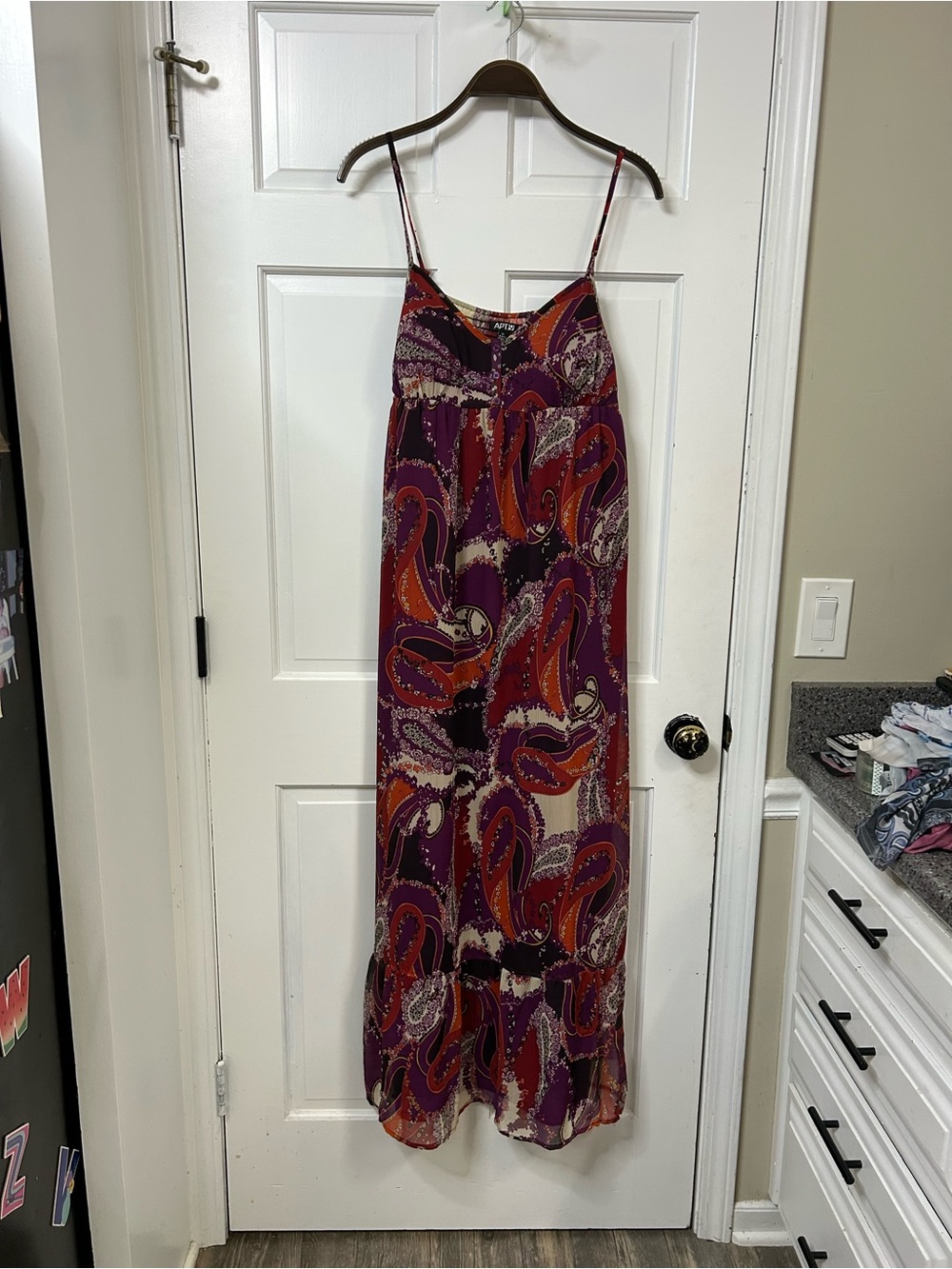 Apt. 9 Purple and Orange Paisley Spaghetti-Strap Maxi Dress